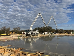 The Roundabout in Buda construction site with the first concrete slab poured